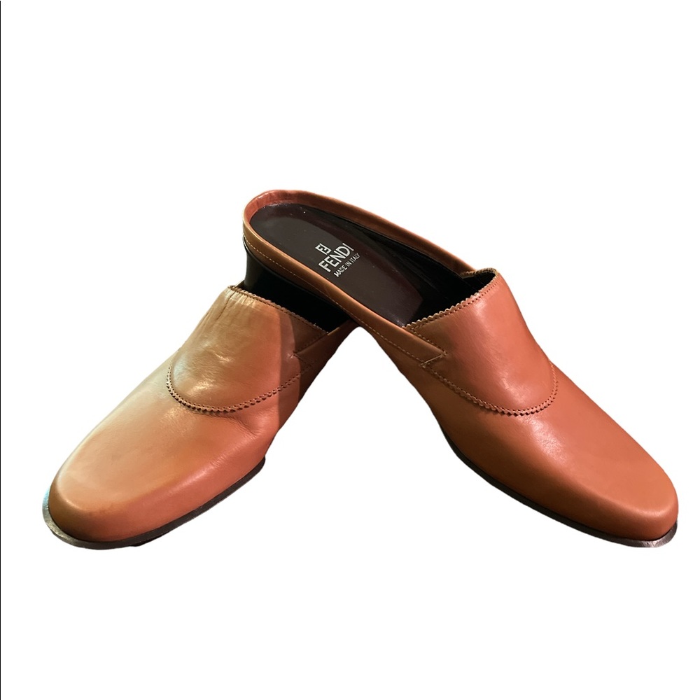 Fendi Vintage Tan Leather Mules size 8.5